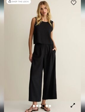 Z Supply Scout Pant Black Wide Leg Size S Linen Rayon Minimalist Pockets